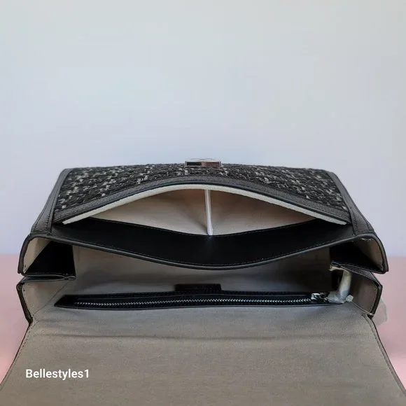 KATE SPADE Katy Tweed Medium Top Handle Bag-Black Multi - Picture 12 of 16